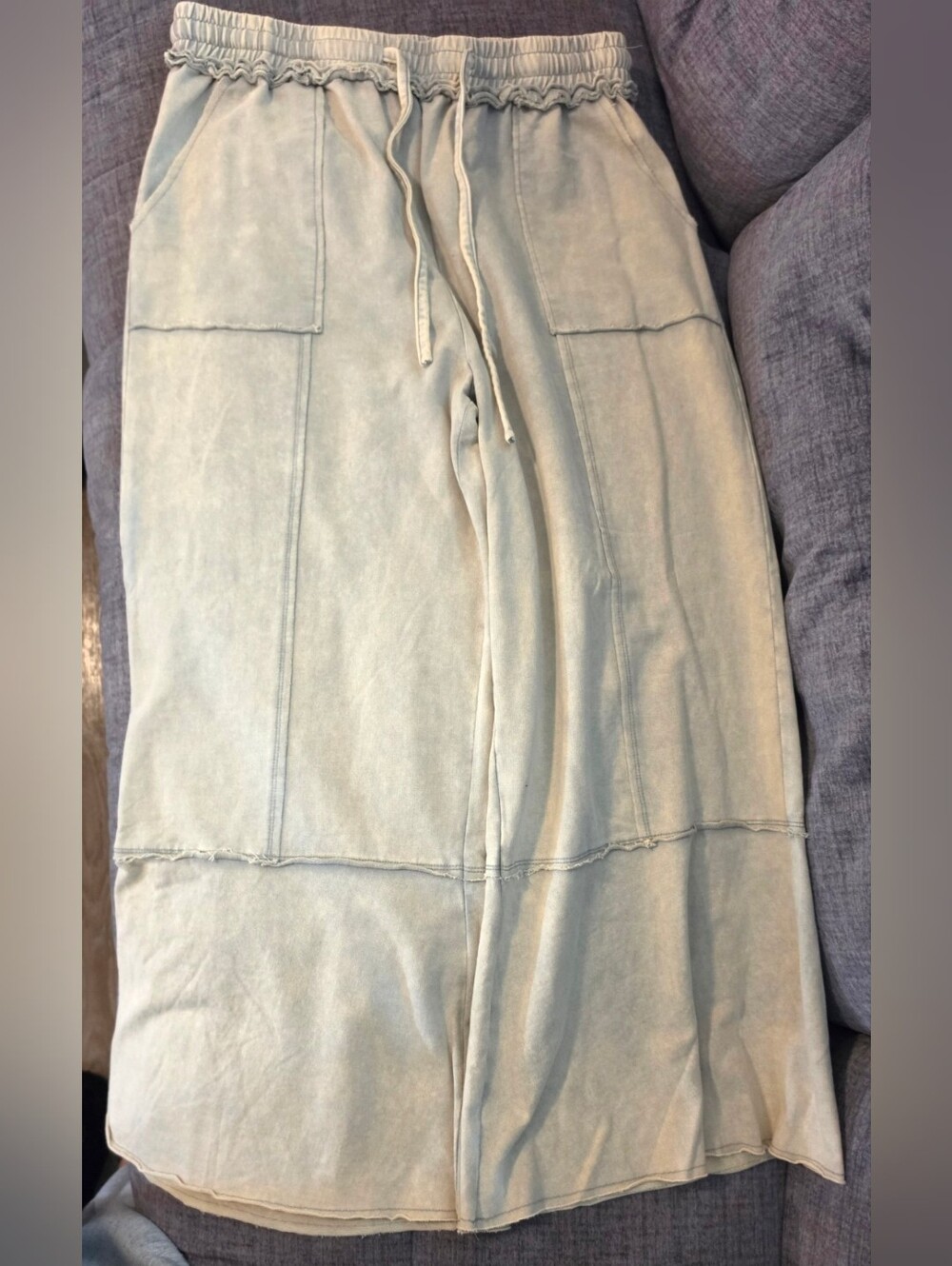 Women’s Drawstring Wide-Leg Pants in Tan Color